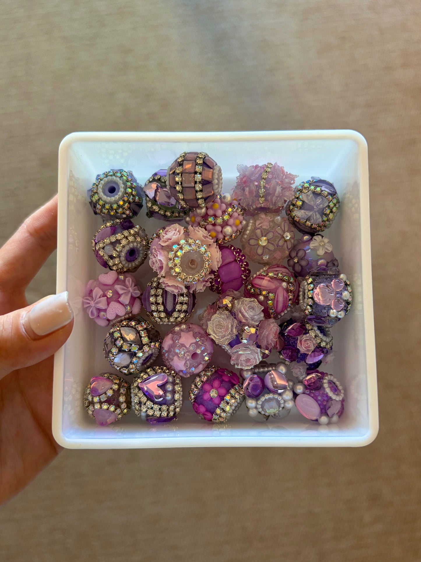 Purple Fancy Flower Beads