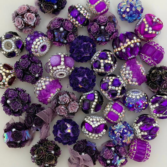 Purple Fancy Flower Beads