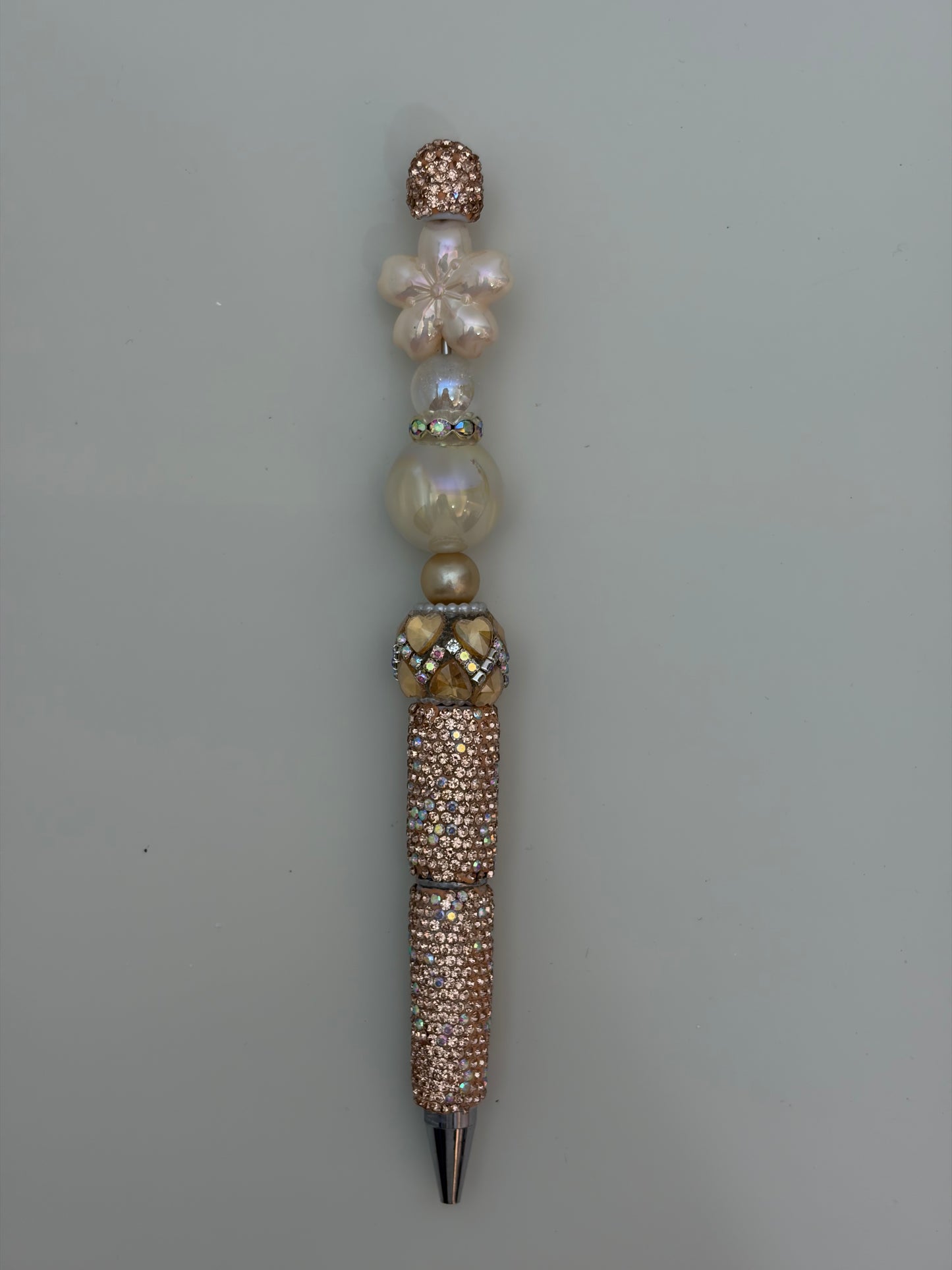 Champagne Pearl Cherry Blossom Rhinestone Pen