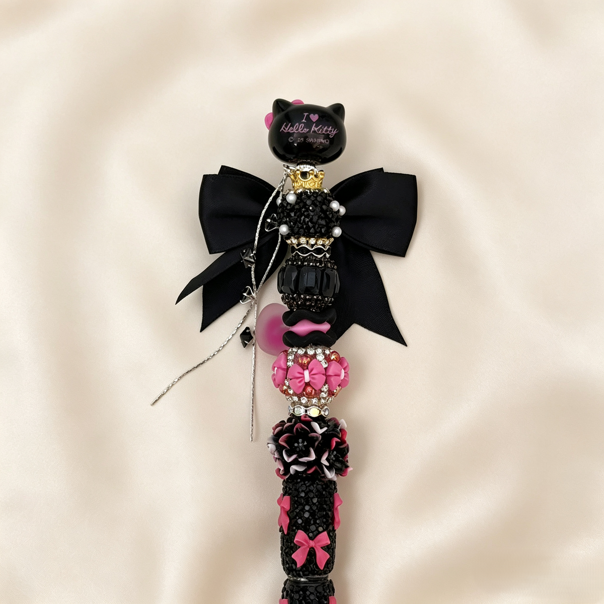 Black Pink HK Rhinestone Pen