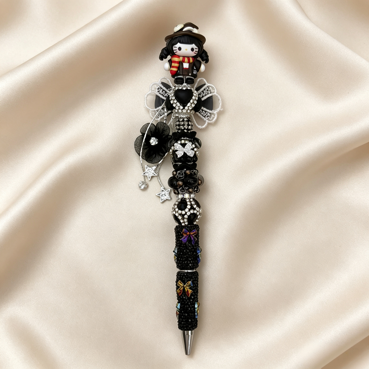 Hand Painting Kitty Beaded Rhinestone Handmade Pen