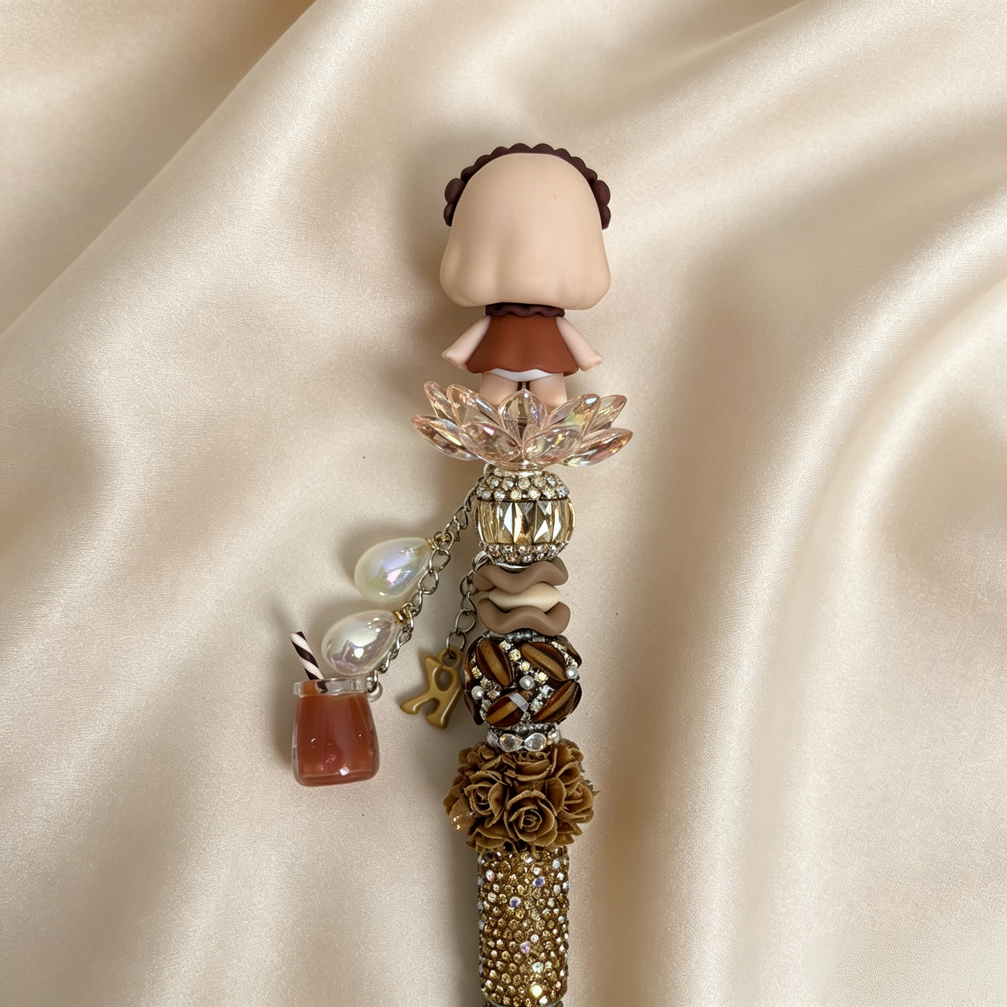 Retro Caramel Buer Beaded Rhinestone Handmade Pen