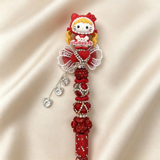 Hand Painting Kitty Beaded Rhinestone Handmade Pen