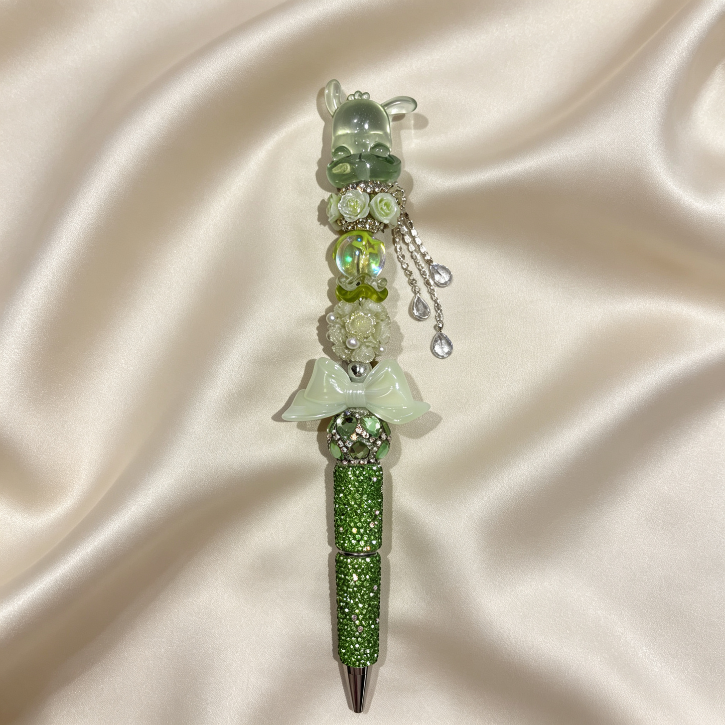 Mint Puppy Charm Handmade Rhinestone Pen