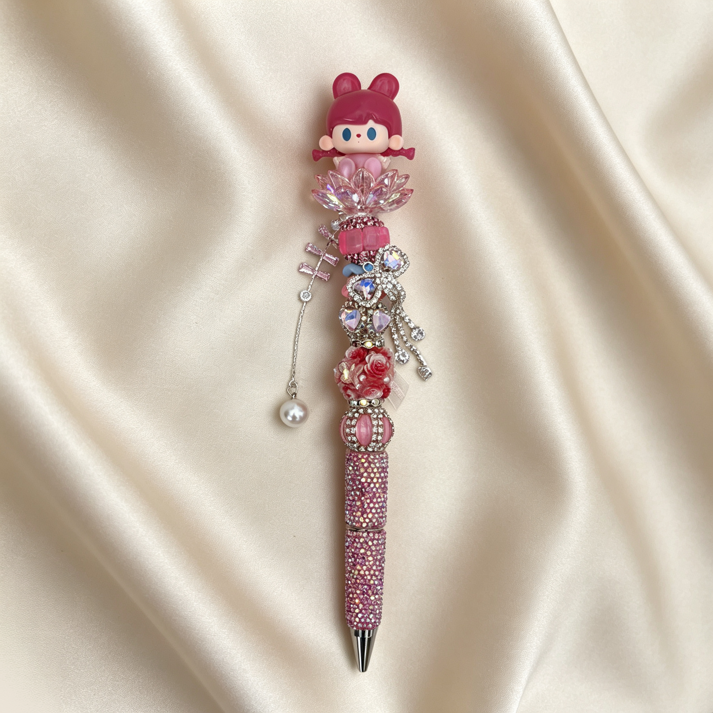 Pink Bunny Tutubear handmade Rhinestone Pen