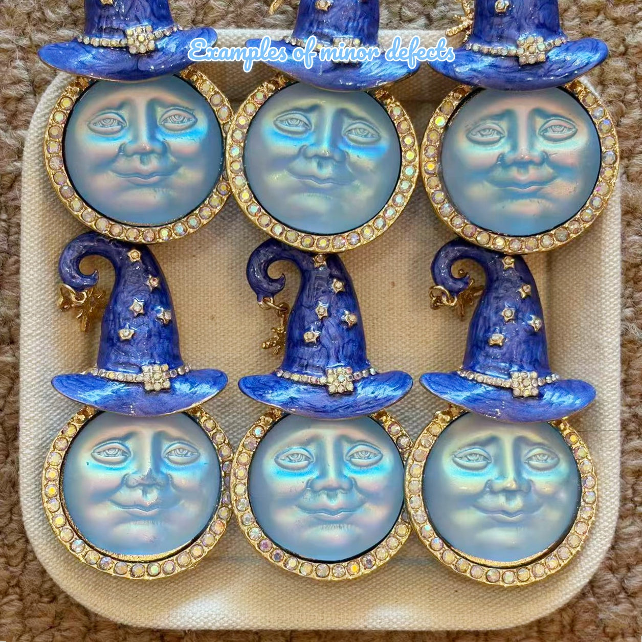 Man‑in‑the‑Moon Vintage Enamel Rhinestone Fancy Beads