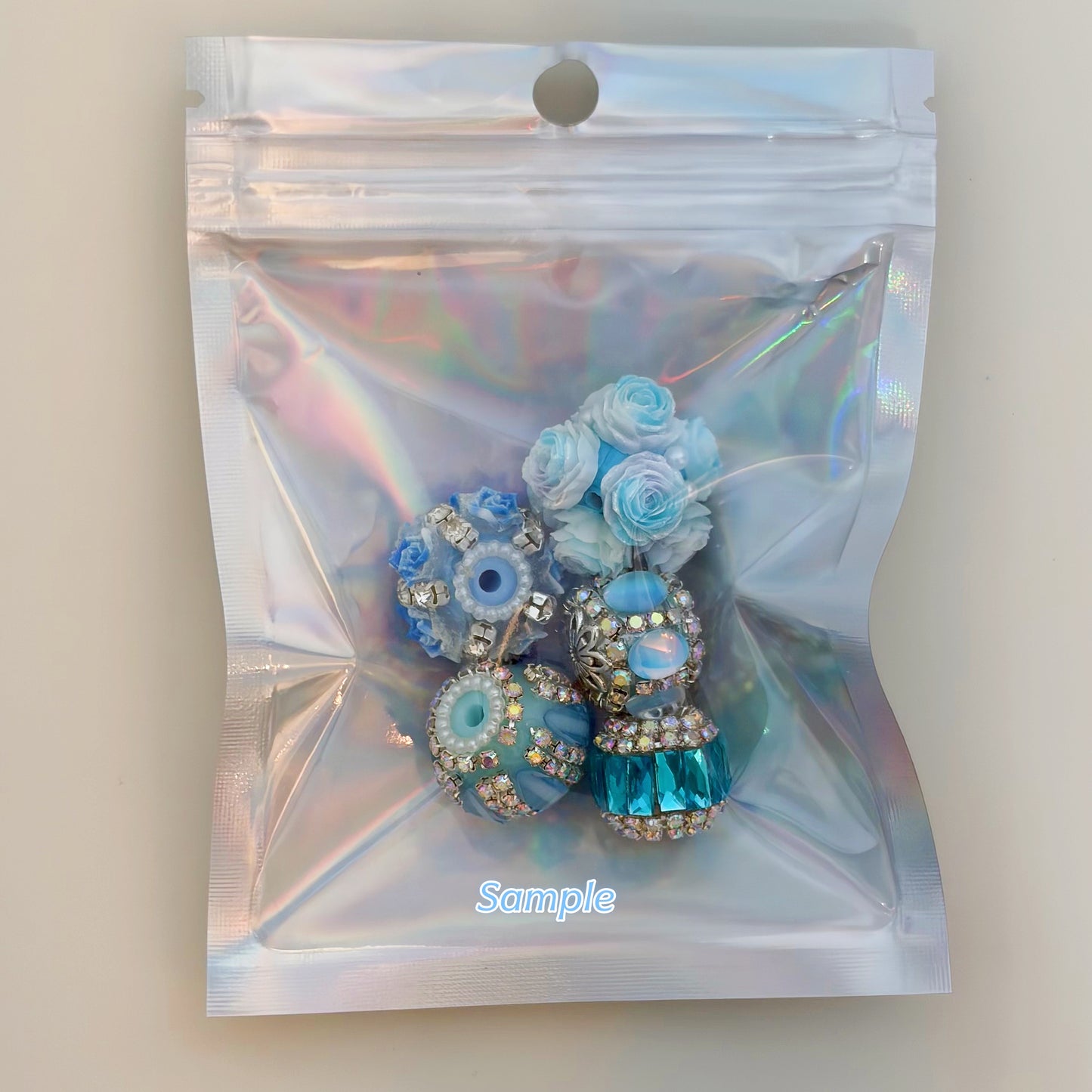 Blue Fancy Flower Beads