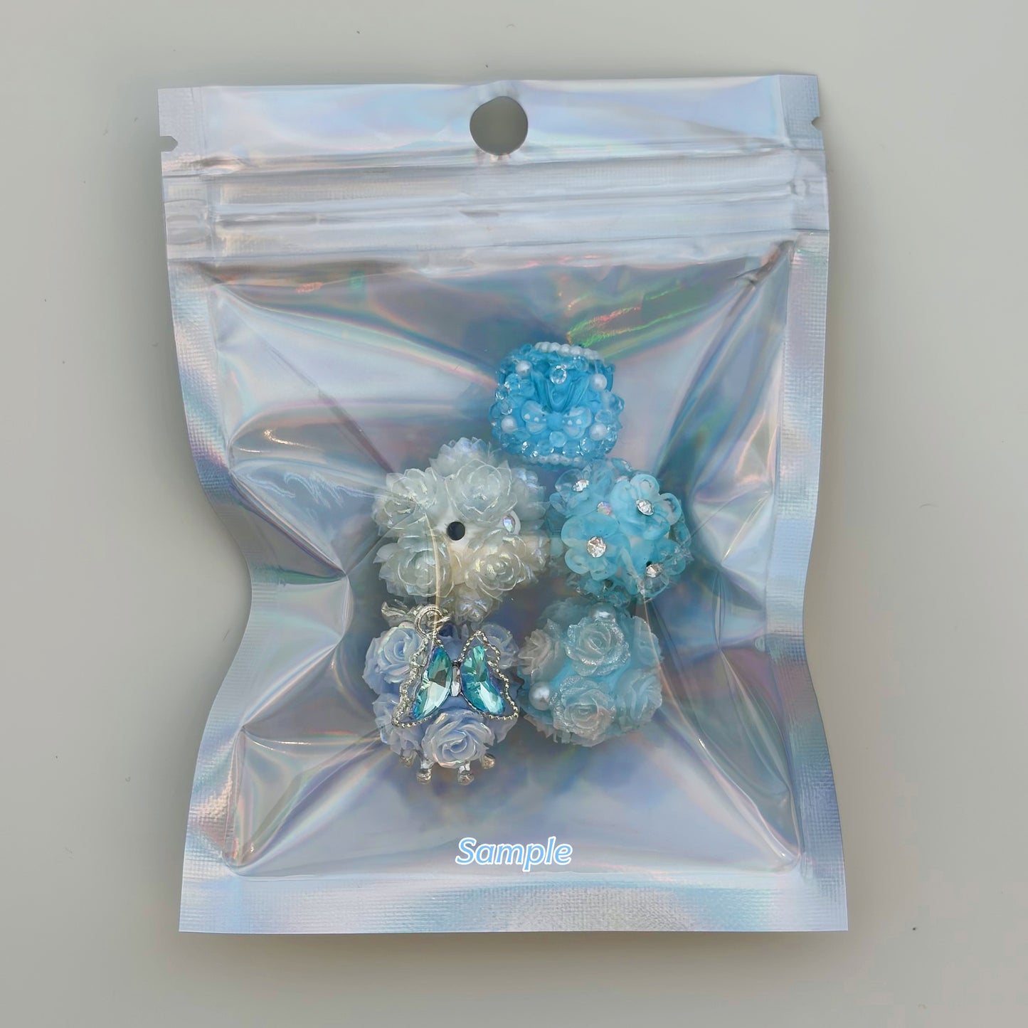 Blue Fancy Flower Beads