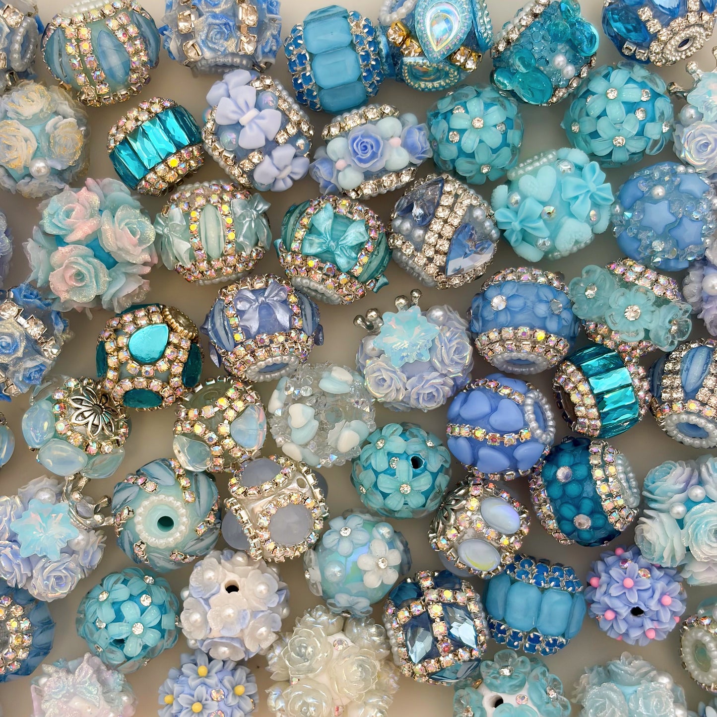 Blue Fancy Flower Beads