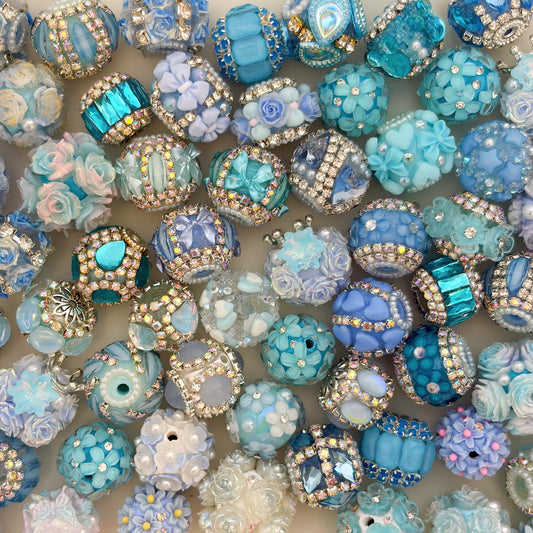 Blue Fancy Flower Beads