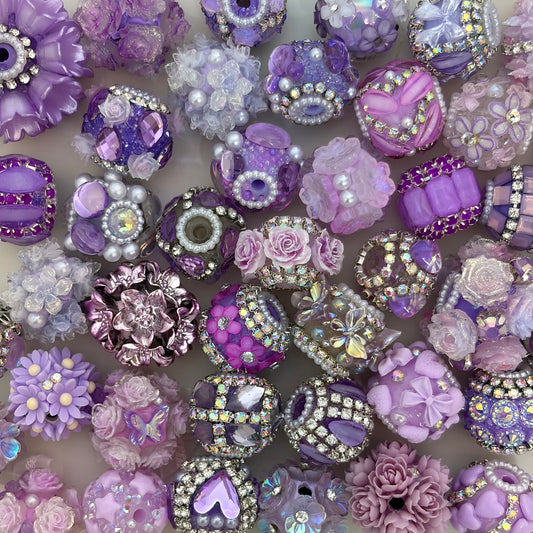 Purple Fancy Flower Beads