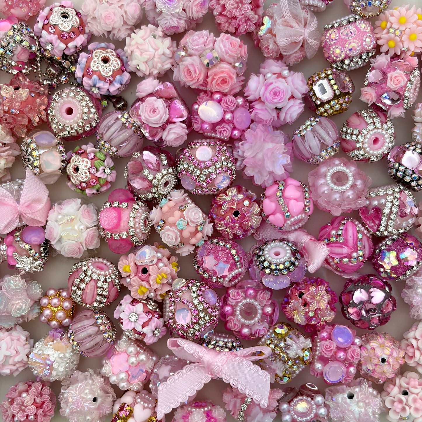Pink Fancy Flower Beads