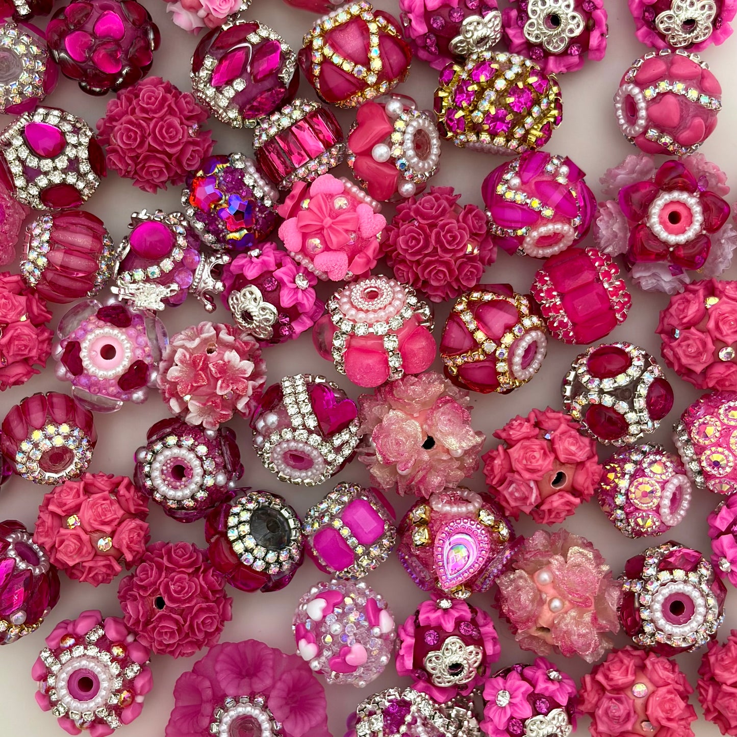 Pink Fancy Flower Beads