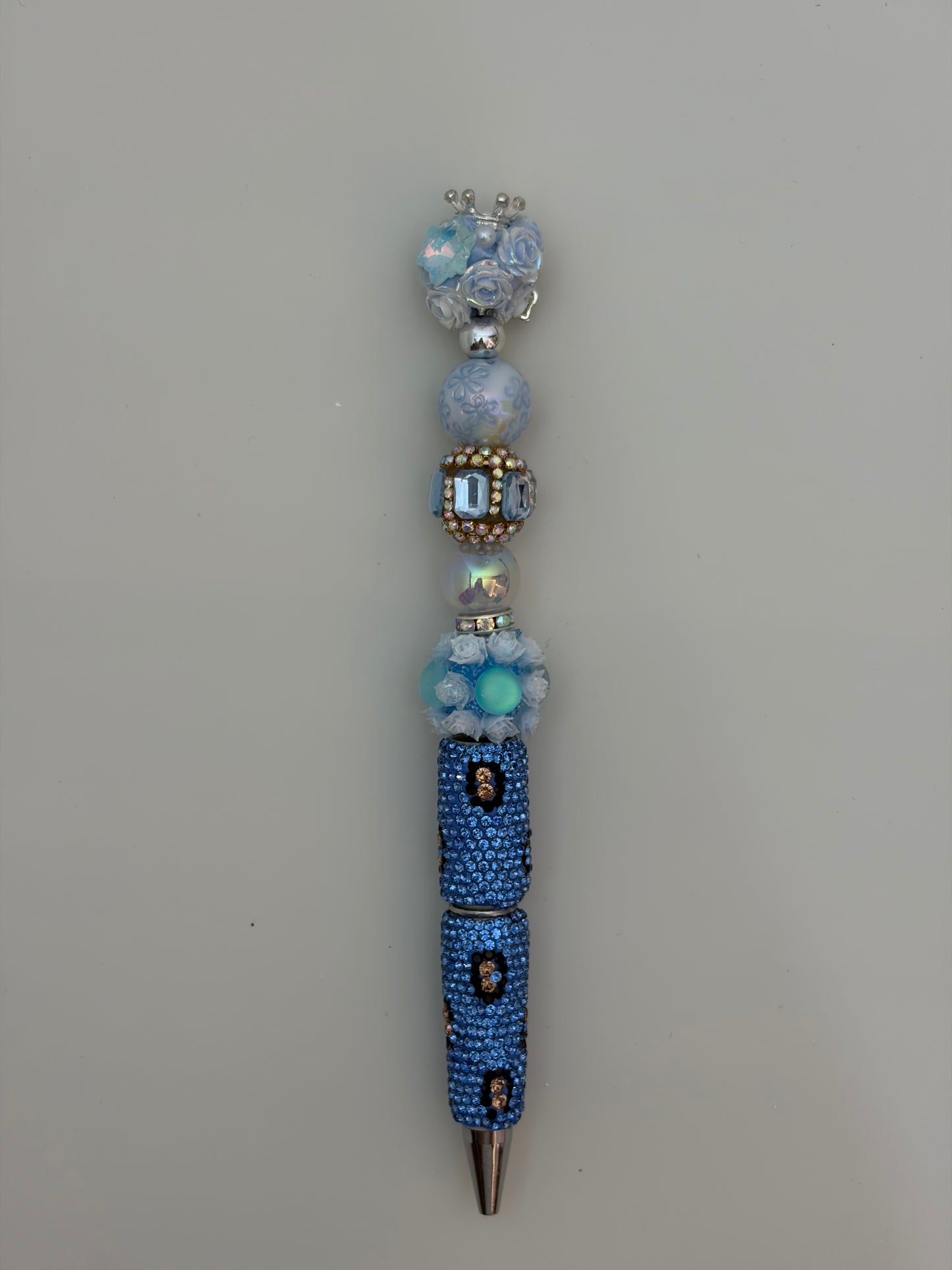 Baby Blue Butterfly Rose Crystal Rhinestion Pen