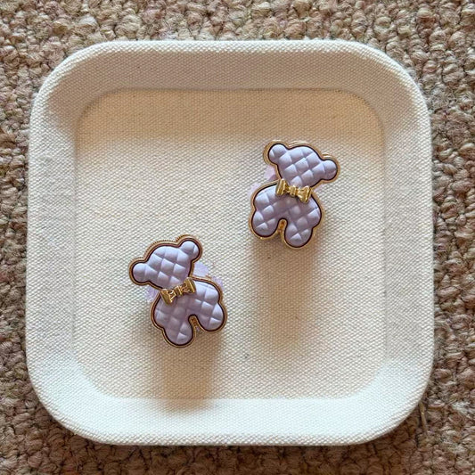 Retro Quilted Bow Bear Fancy Beads