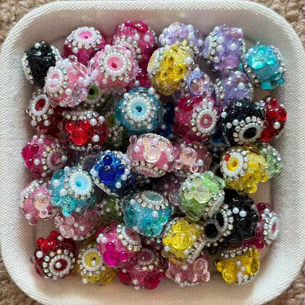 Vibrant Mickey Head Sugar Fancy Beads Mix Color