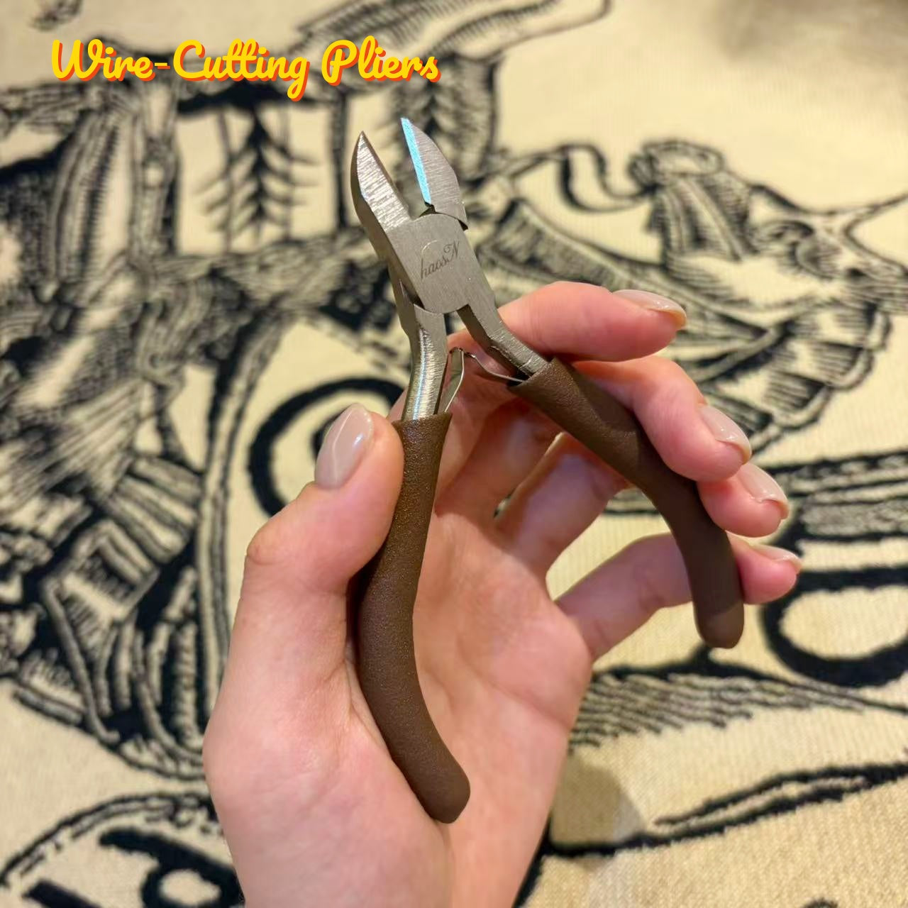 Brown Handle Jewelry Beading Pliers Tool Set (4 PCS)