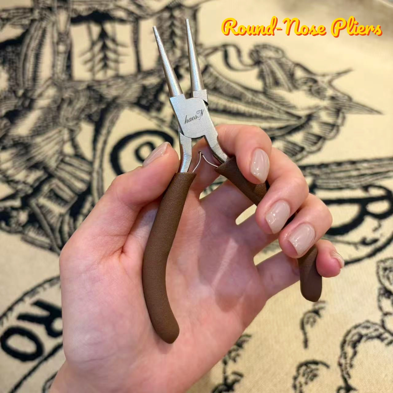 Brown Handle Jewelry Beading Pliers Tool Set (4 PCS)