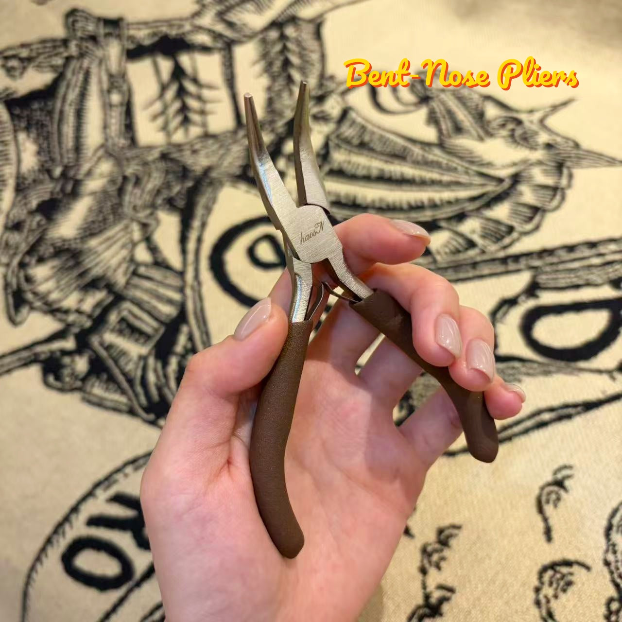 Brown Handle Jewelry Beading Pliers Tool Set (4 PCS)