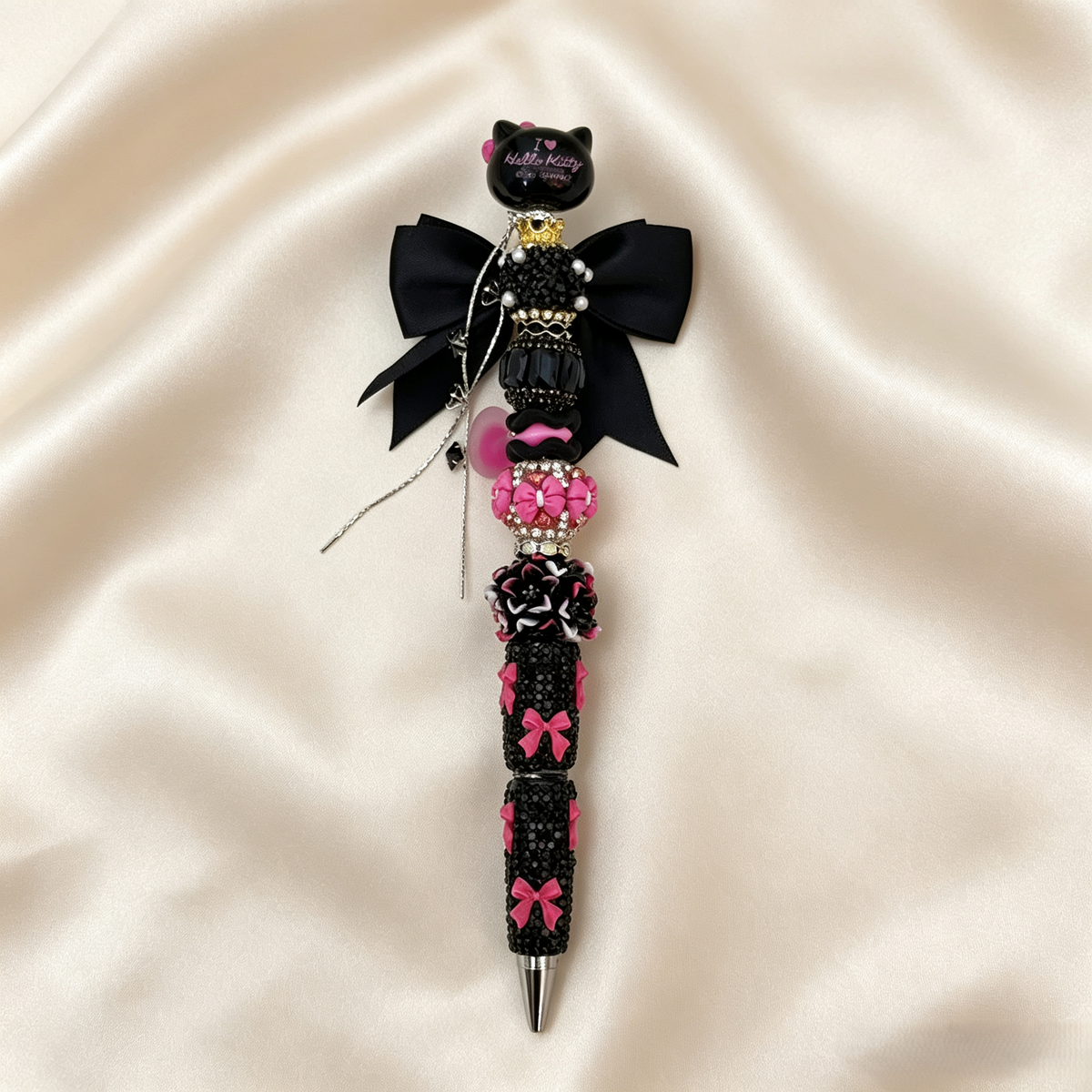 Black Pink HK Rhinestone Pen