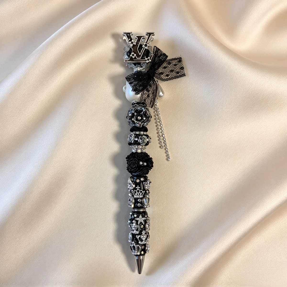 Gothic Lace Monogram Rhinestone Pen