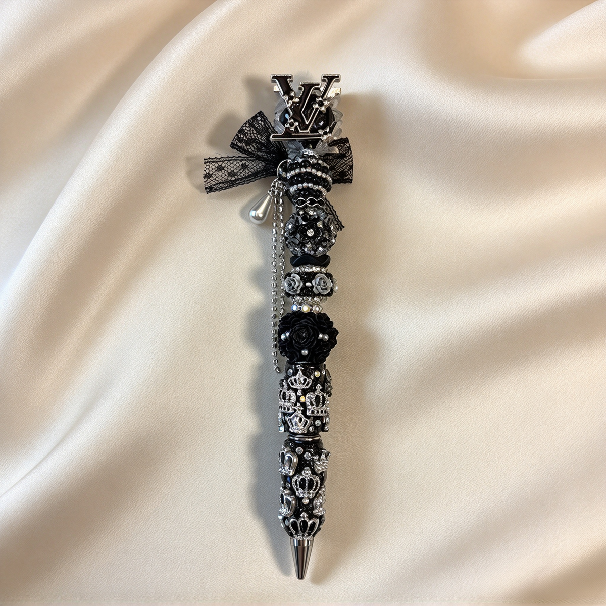 Gothic Lace Monogram Rhinestone Pen