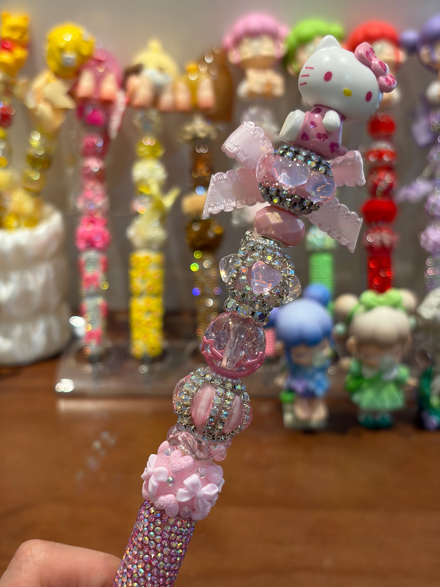 Pinky Bow Kitty Rhinestone Handmade Pen