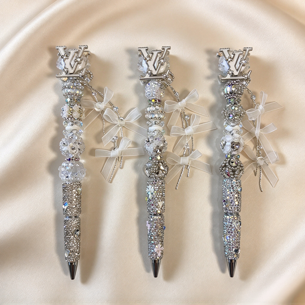Iridescent Monogram Rhinestone Pen