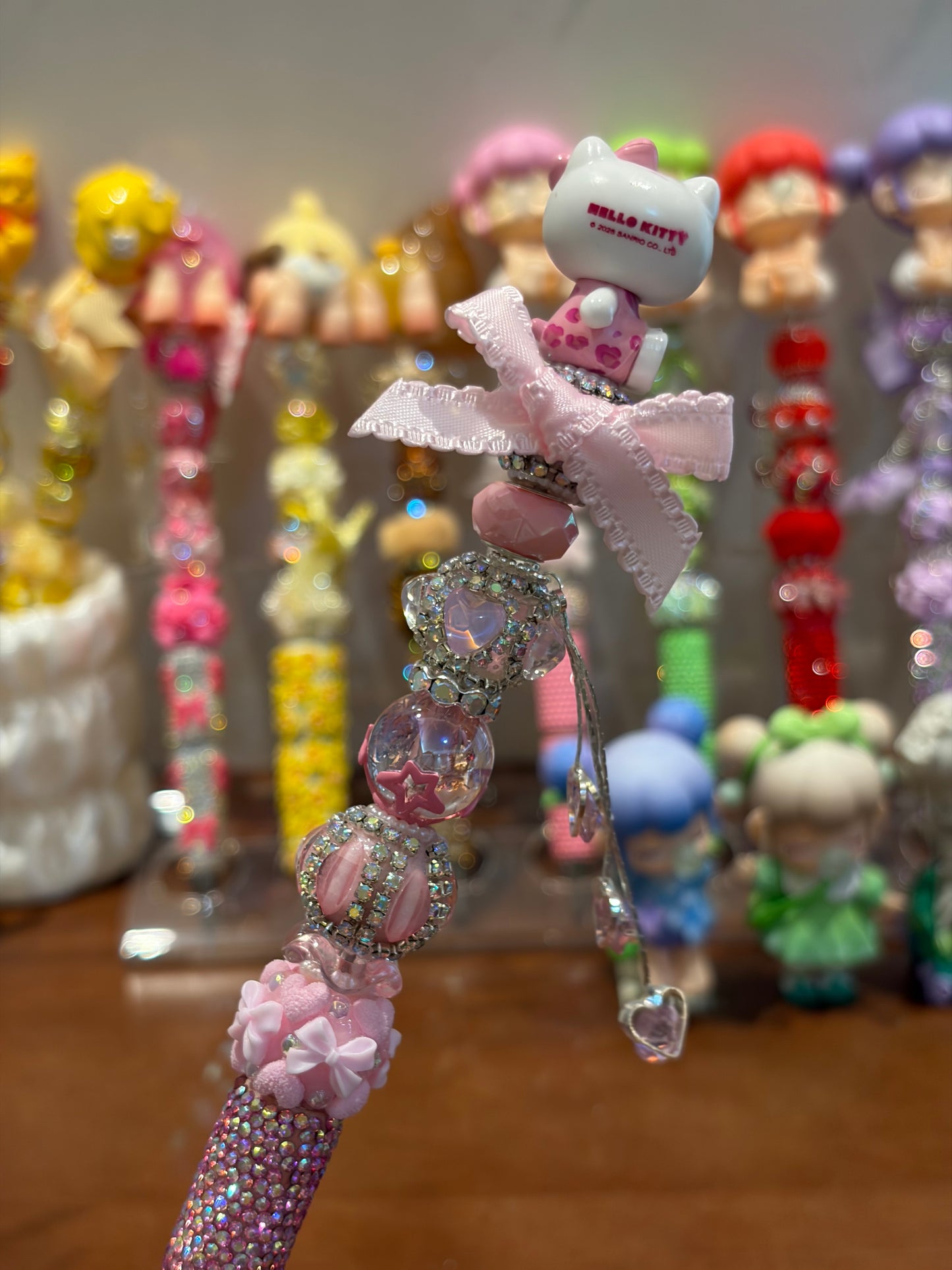 Pinky Bow Kitty Rhinestone Handmade Pen