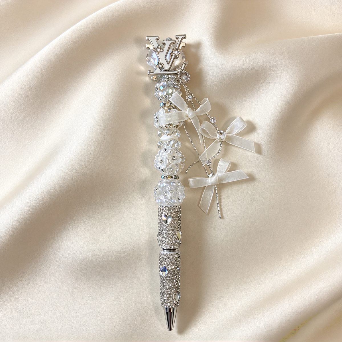 Iridescent Monogram Rhinestone Pen