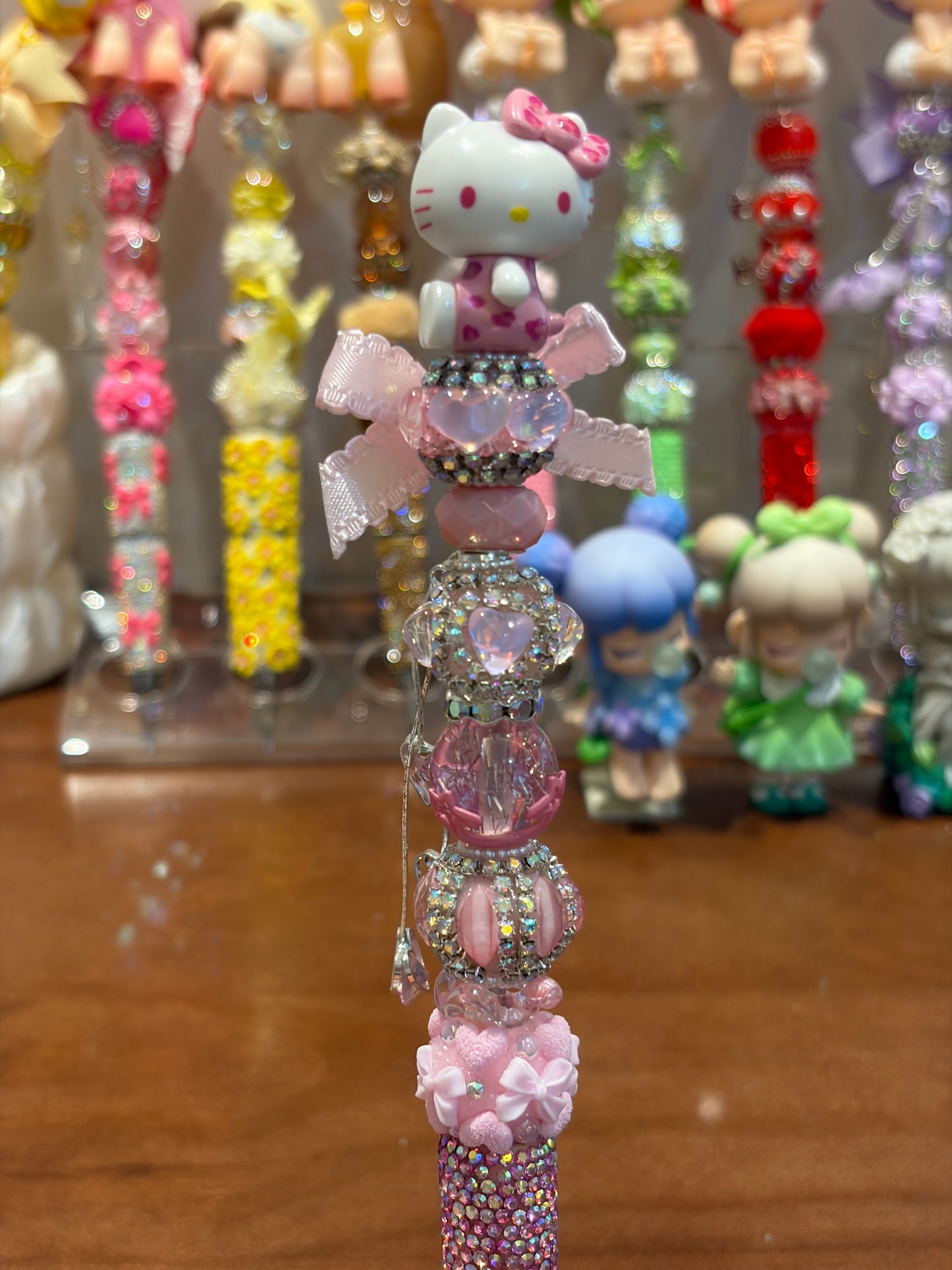 Pinky Bow Kitty Rhinestone Handmade Pen
