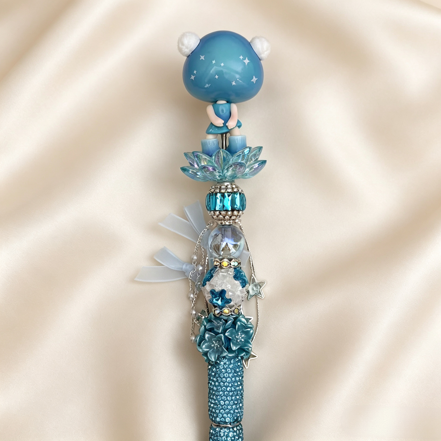 Aurora Soda Inn Light Blue Rhinestone Handmade Pen