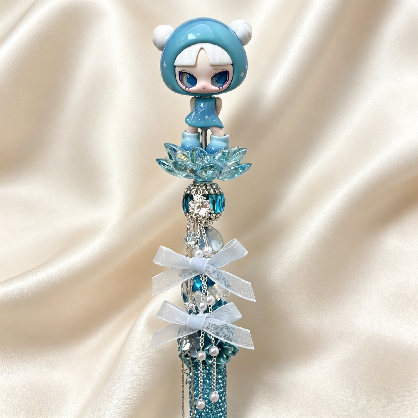 Aurora Soda Inn Light Blue Rhinestone Handmade Pen