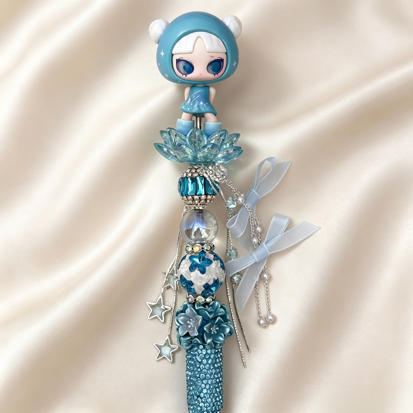 Aurora Soda Inn Light Blue Rhinestone Handmade Pen