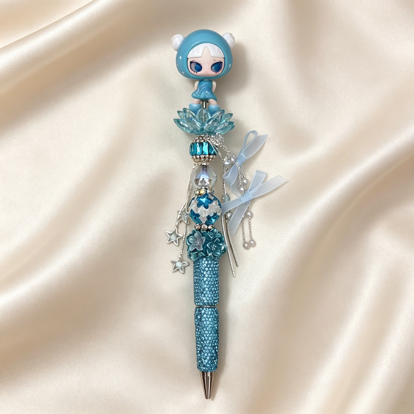 Aurora Soda Inn Light Blue Rhinestone Handmade Pen