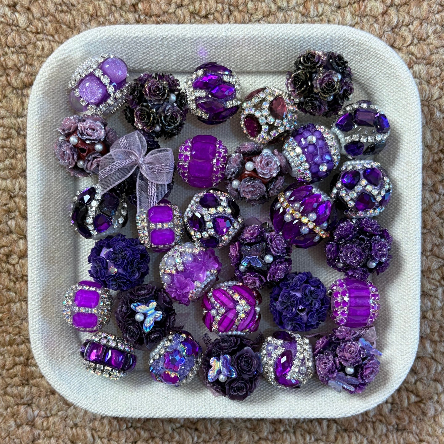 Purple Fancy Flower Beads