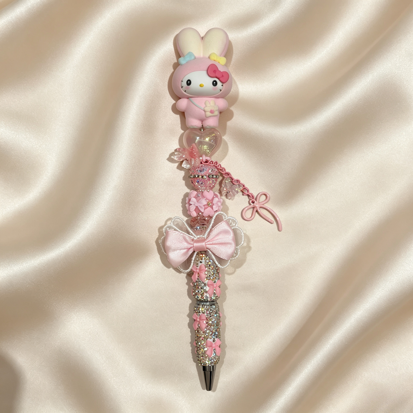 Pink Ribbon Rhinestone Handmade Pen