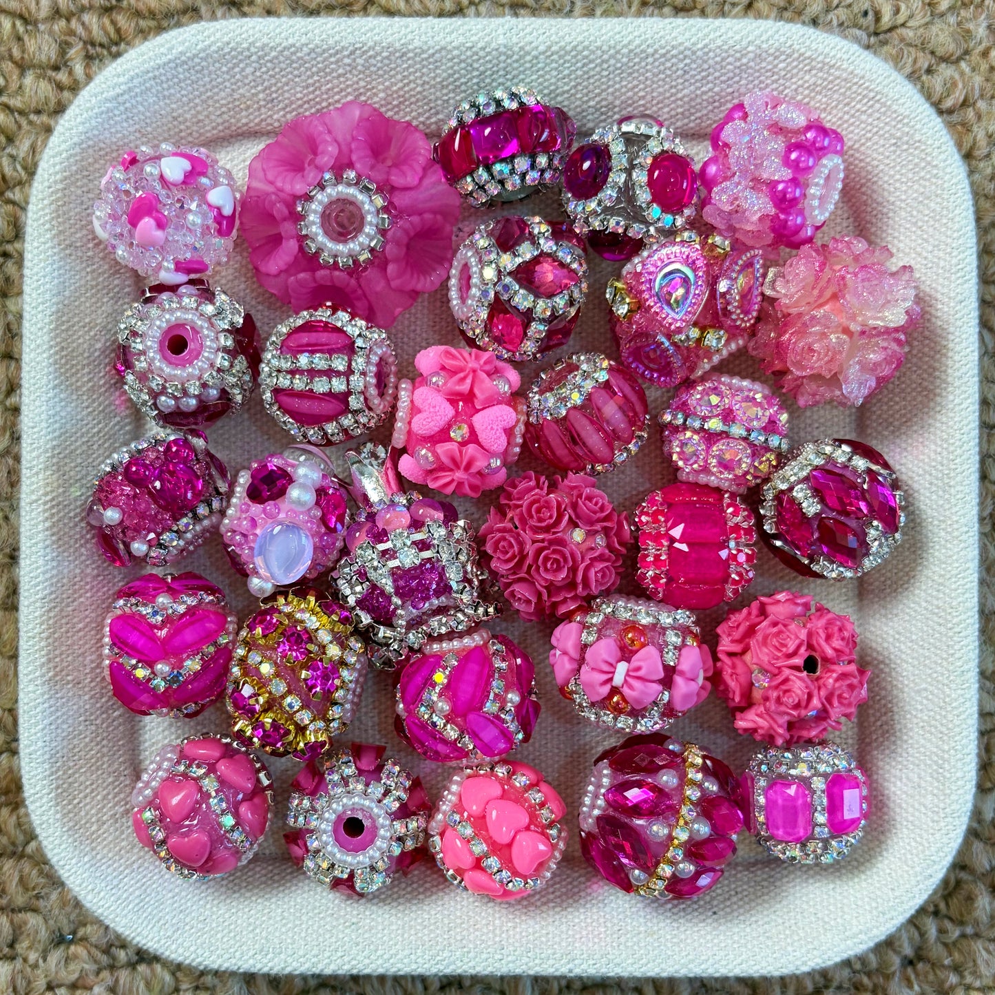 Pink Fancy Flower Beads