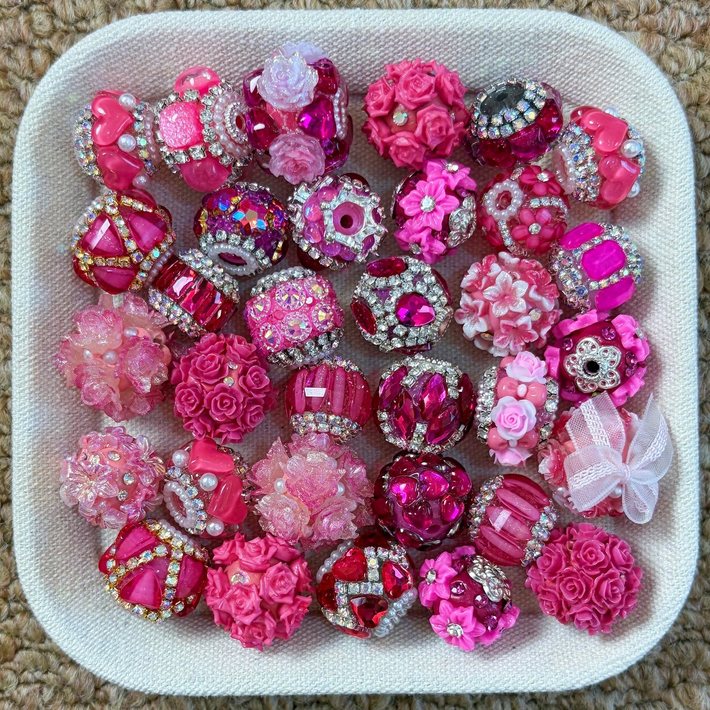 Pink Fancy Flower Beads