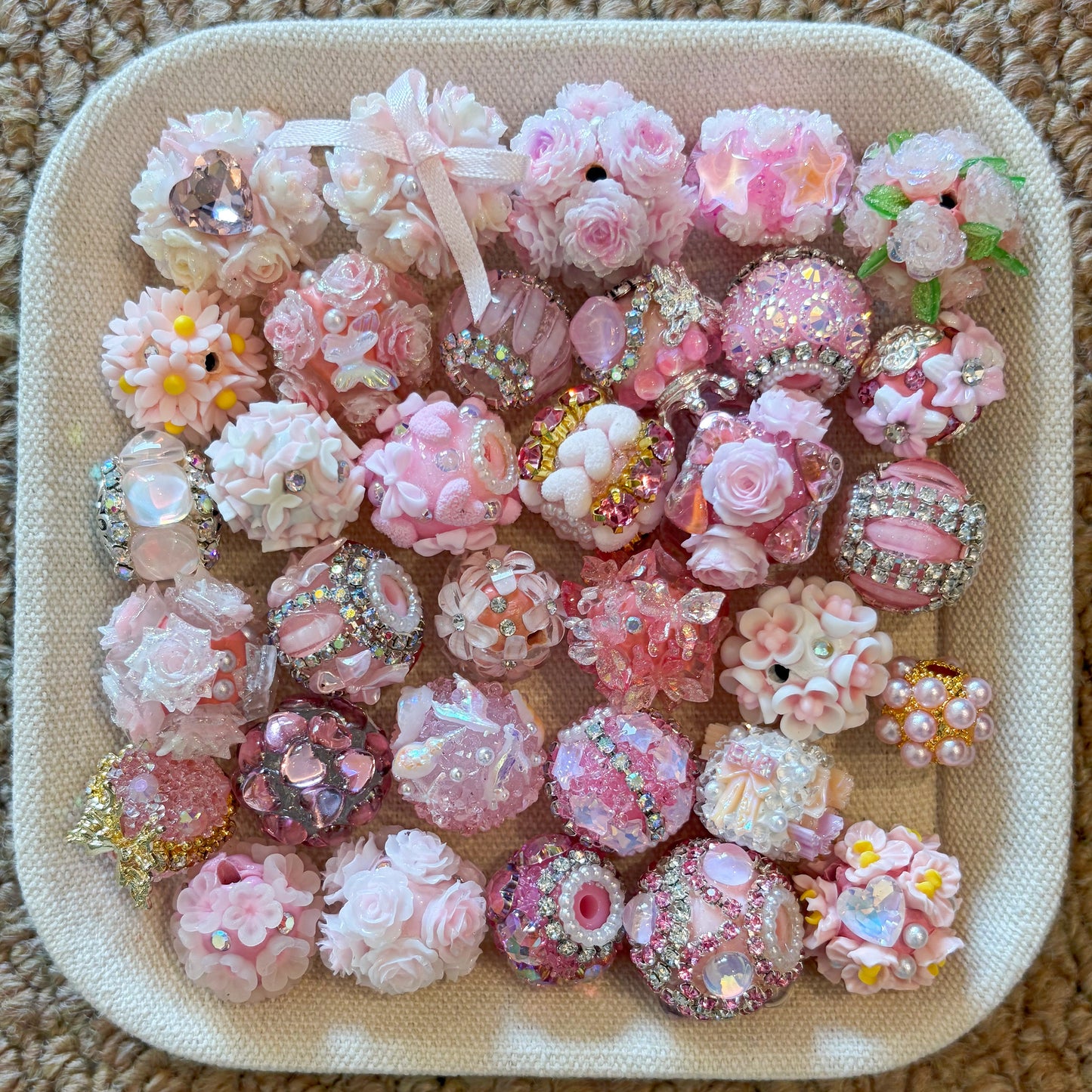Pink Fancy Flower Beads