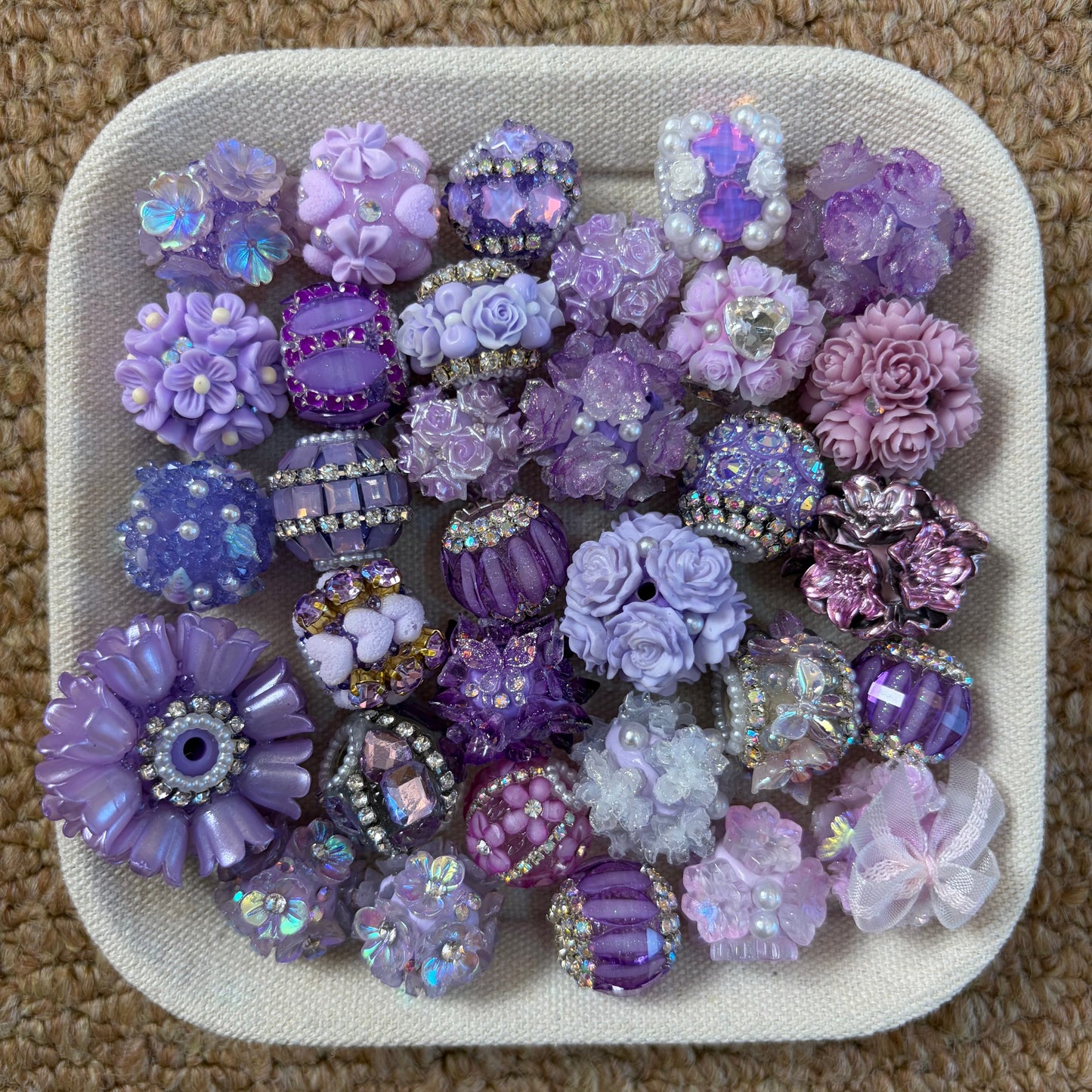 Purple Fancy Flower Beads