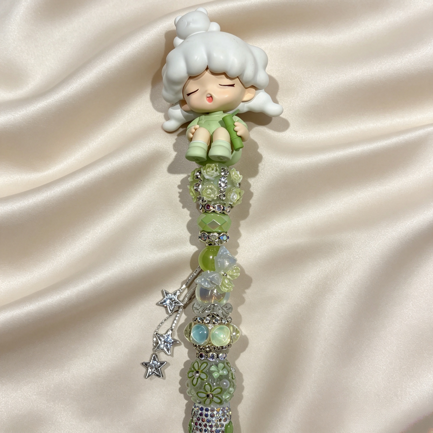 Sleepy Girl Green Handmade Rhinestone Pen