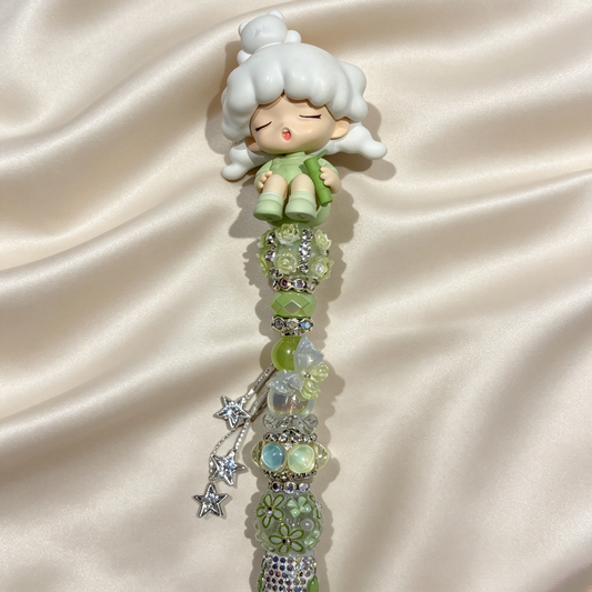 Sleepy Girl Green Handmade Rhinestone Pen