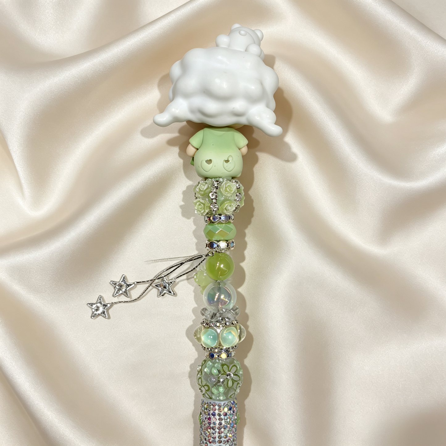 Sleepy Girl Green Handmade Rhinestone Pen