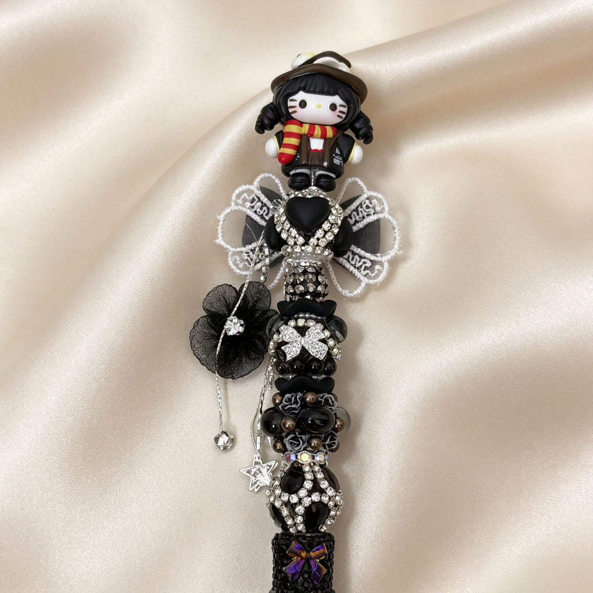 Hand Painting Kitty Beaded Rhinestone Handmade Pen