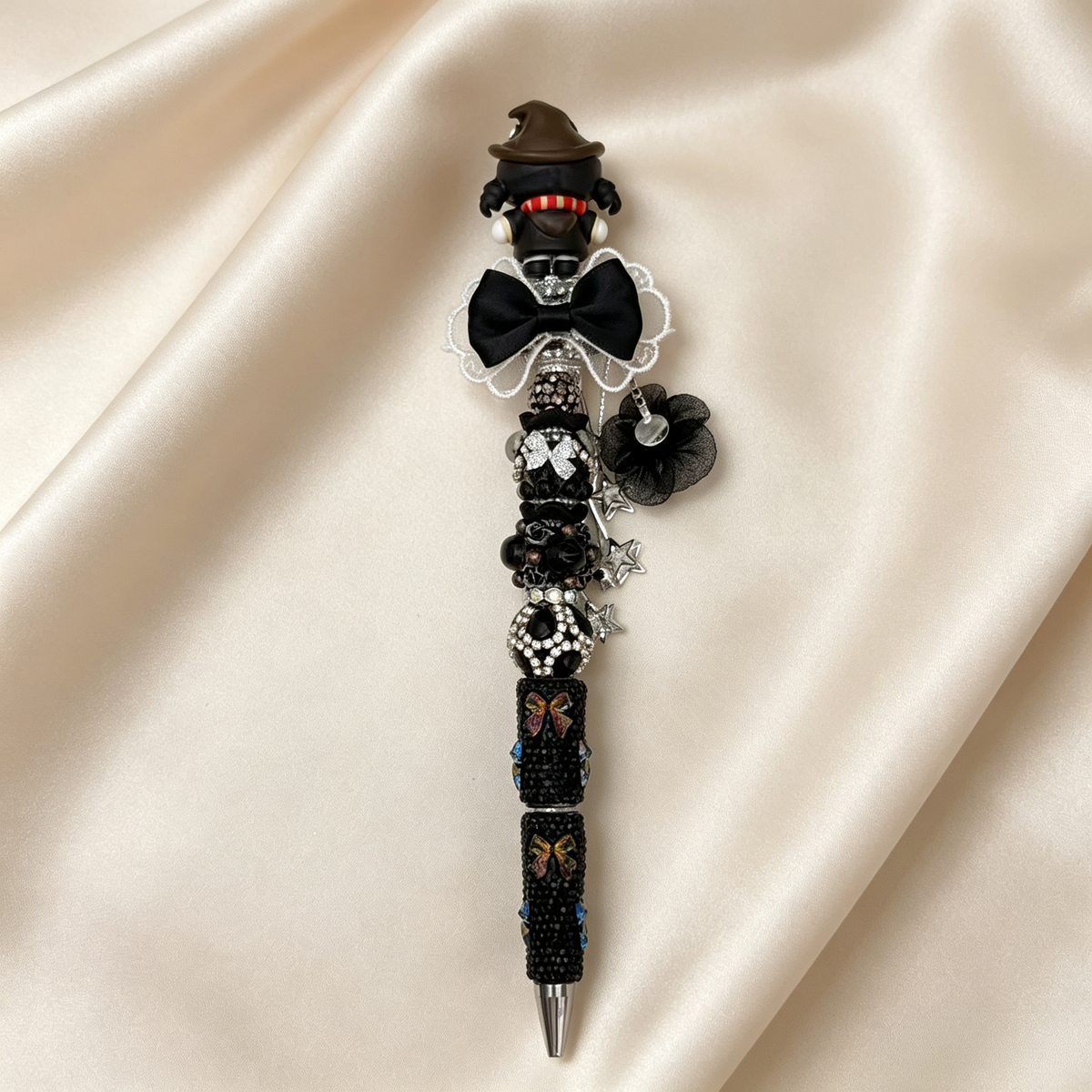 Hand Painting Kitty Beaded Rhinestone Handmade Pen