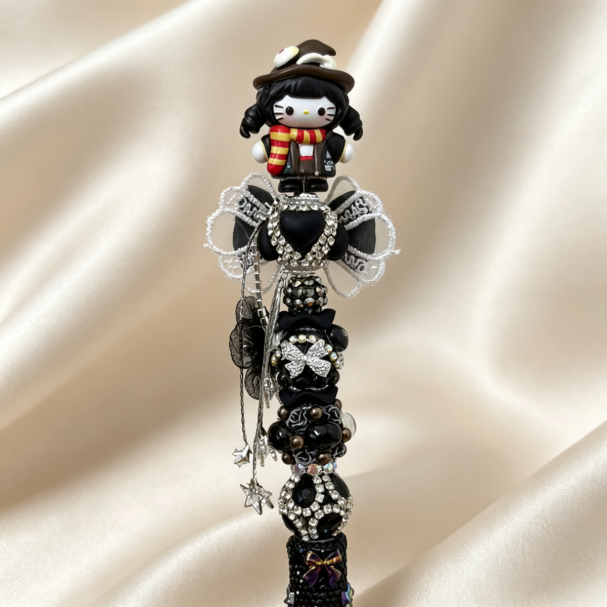 Hand Painting Kitty Beaded Rhinestone Handmade Pen