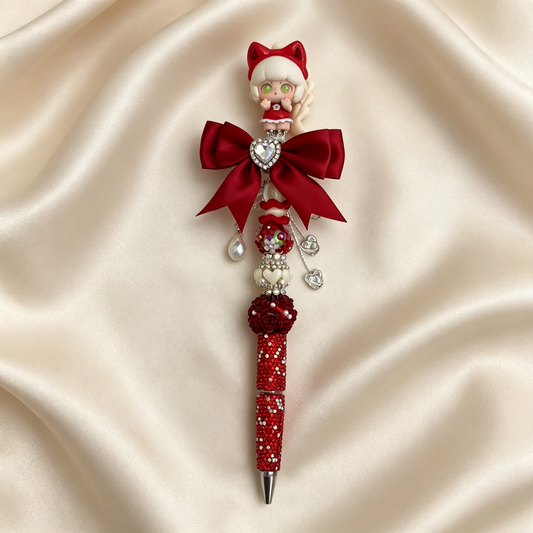Cat‑Ear Maiden Beaded Rhinestone Pen