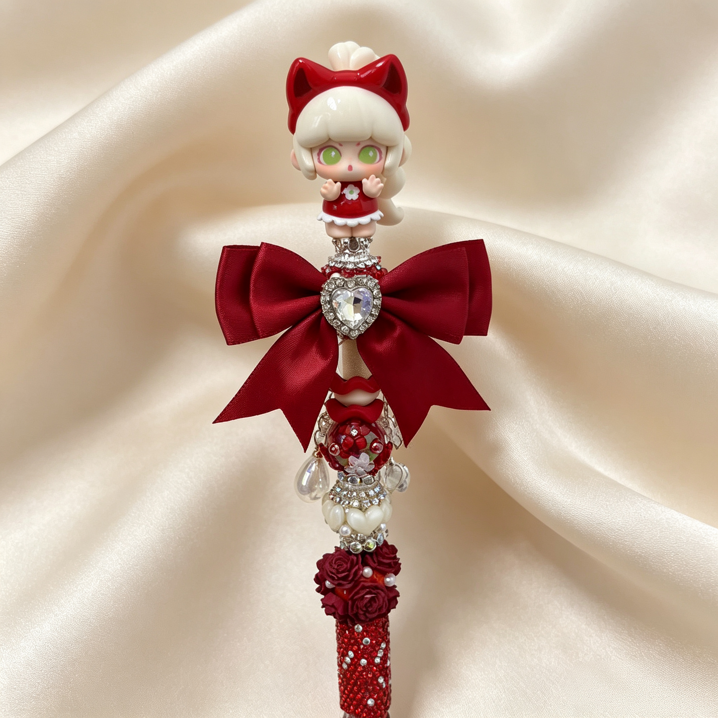 Cat‑Ear Maiden Beaded Rhinestone Handmade Pen
