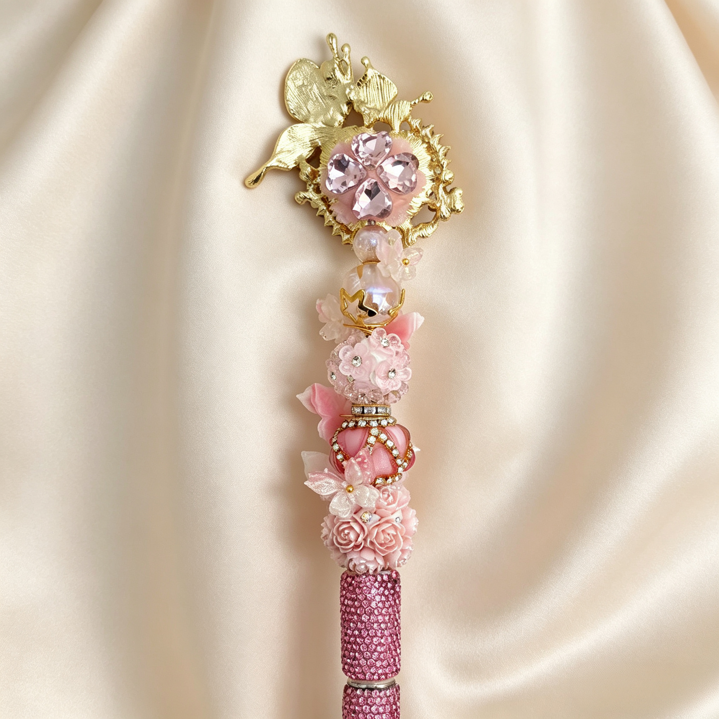 Butterfly Talisman Beaded Rhinestone Handmade Pen